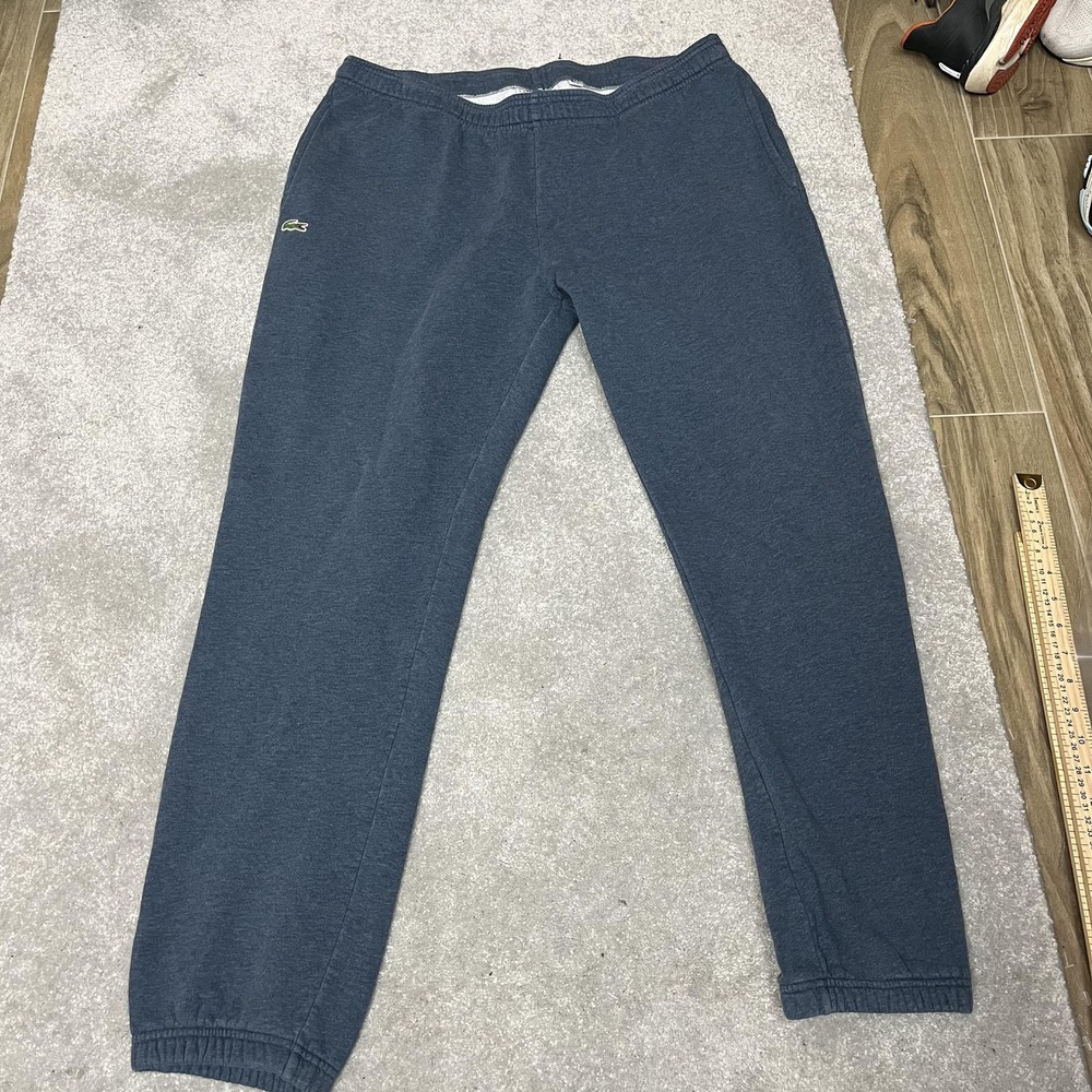 Lacoste Sport Sweatpants Mens 2XL Blue Fleece Joggers Elastic Cuffed Lounge
